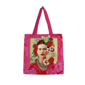 Bolsa Algodon Frida Kahlo Mediana Rosa