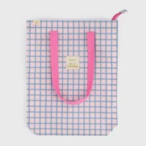 Bolsa Tela Tote Bag Cuadrados Azul y Rosa - Hello, Sunshine!