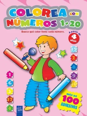 Colorea con Números 1-20 Rosa